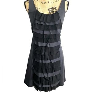 J. Crew Rouge Ruffle Dress in Gray and Black Size Small